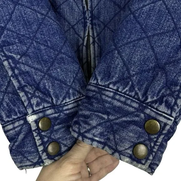 Vintage Charter Club Barn Chore Denim Jacket Medium Blue Quilted Fleece Country - Picture 4 of 9